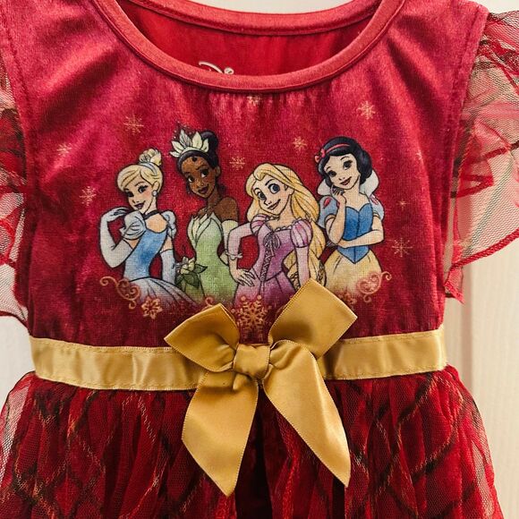 Disney Princess Crushed Velour Plaid Holiday Toddler Nightgown, Gown Sz 2 - Picture 2 of 8